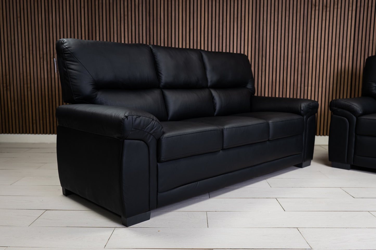 3+2 black leather bromley