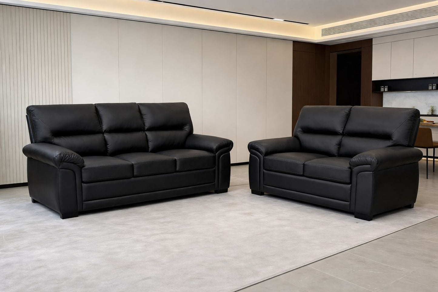 3+2 black leather bromley