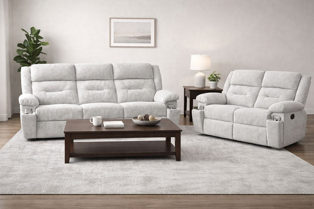 3+2 Montana beige fabric recliner sofa