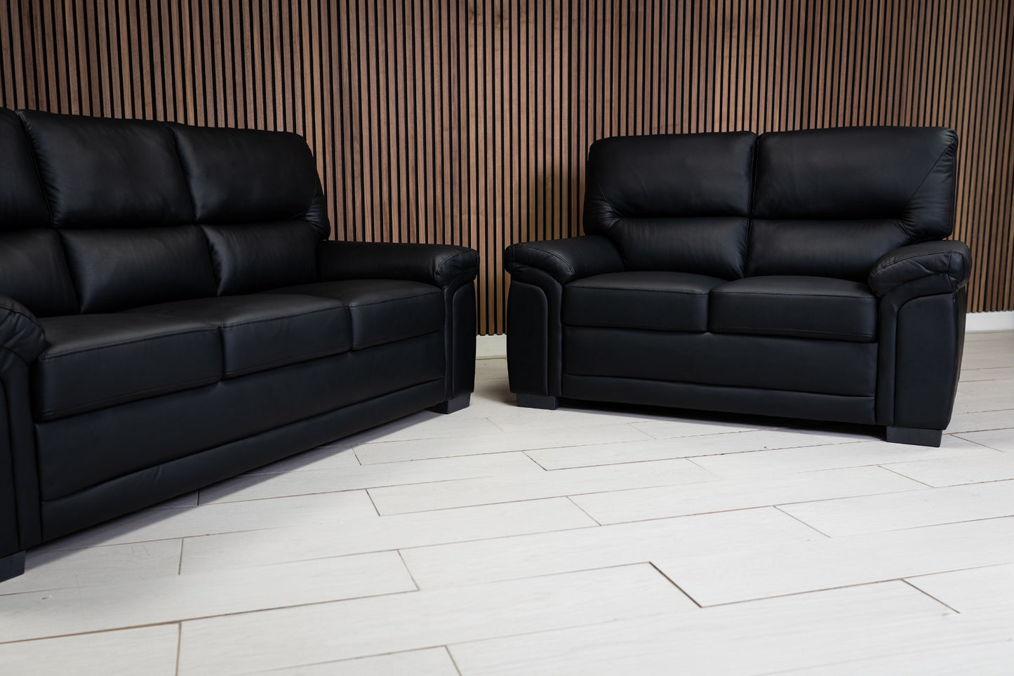 3+2 black leather bromley