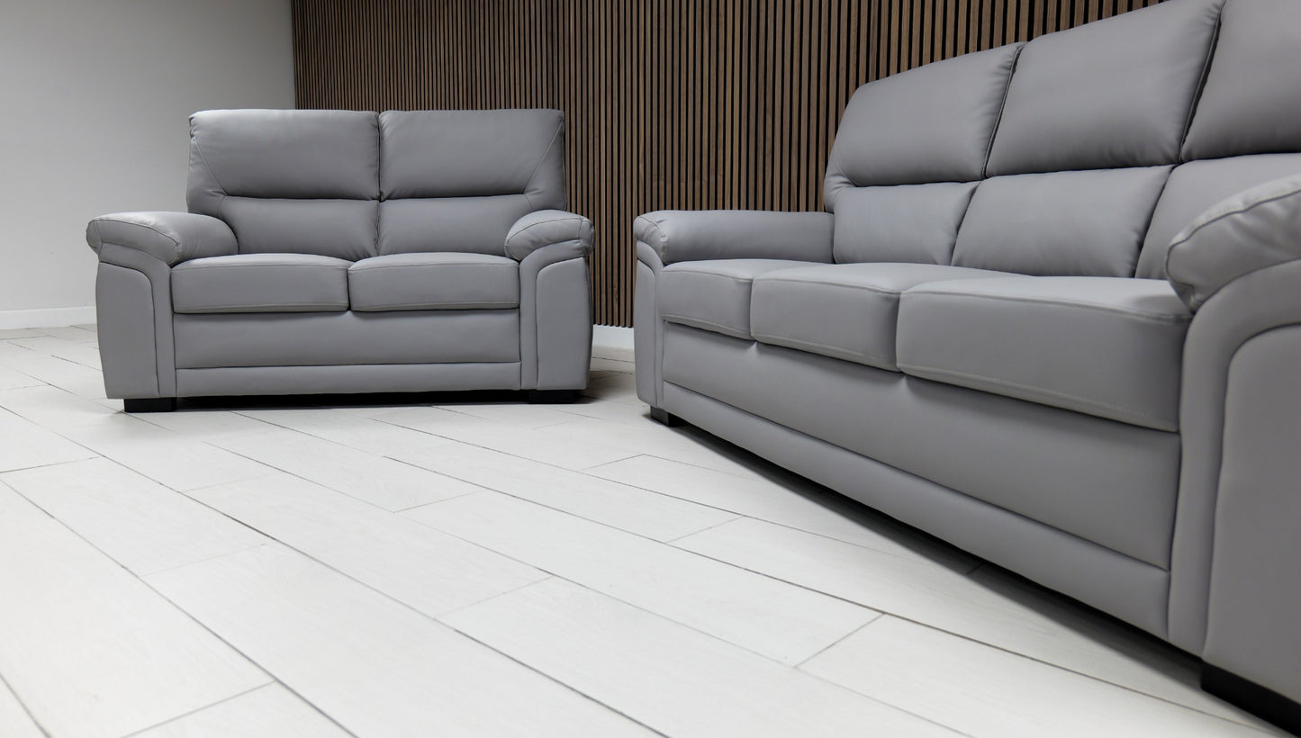 3+2 light grey leather bromley