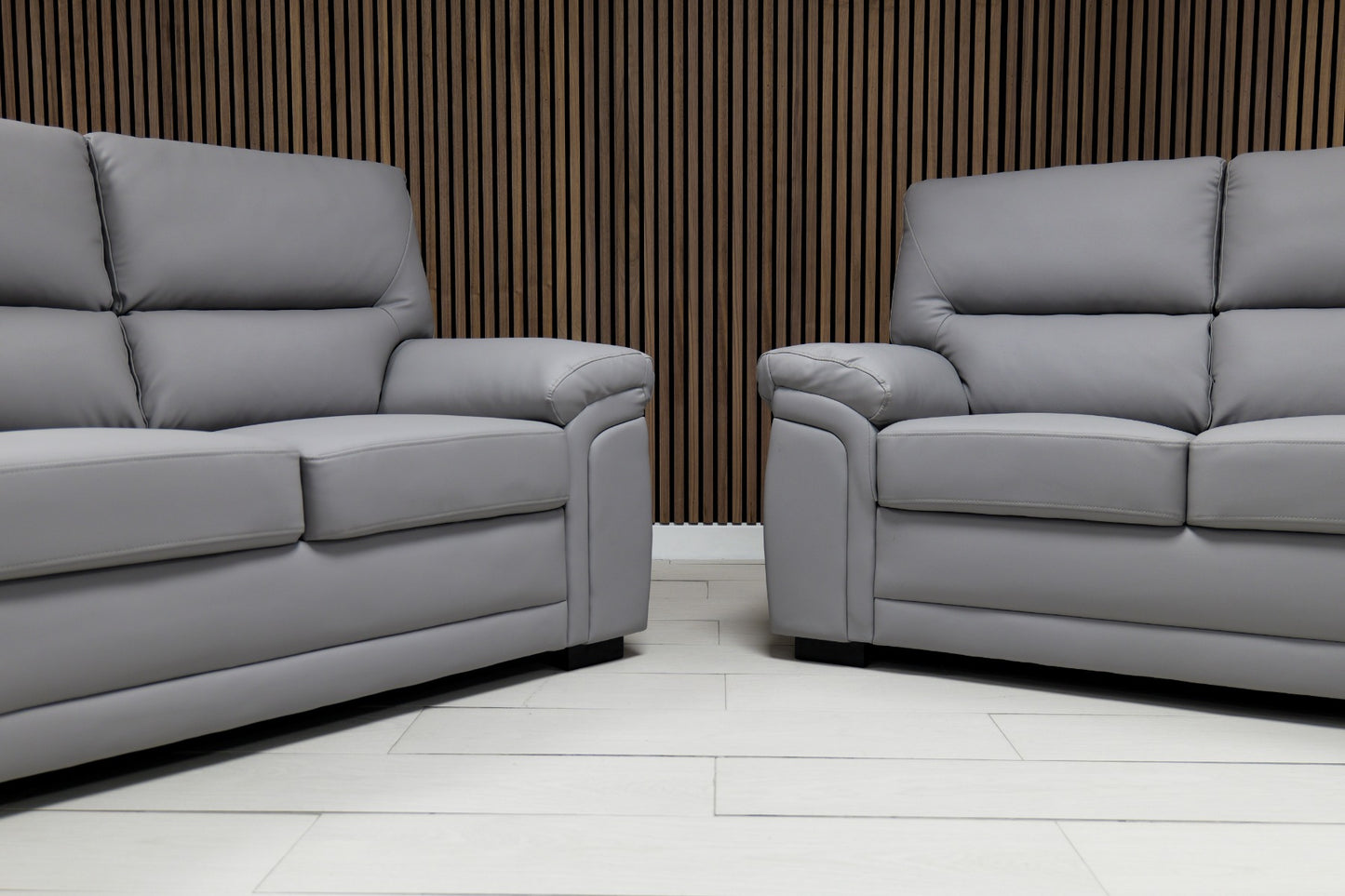 3+2 light grey leather bromley