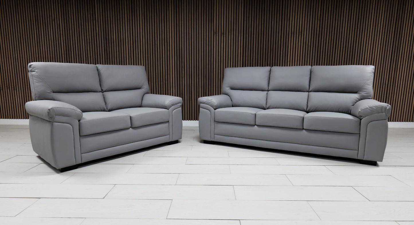 3+2 light grey leather bromley