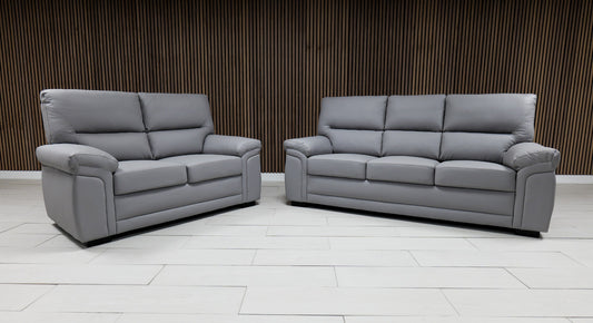 3+2 light grey leather bromley