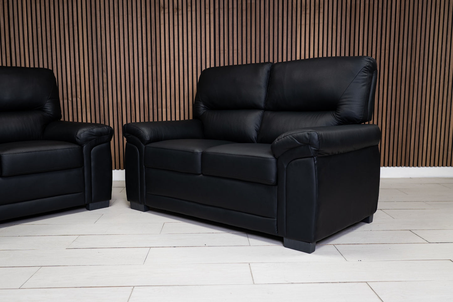 3+2 black leather bromley