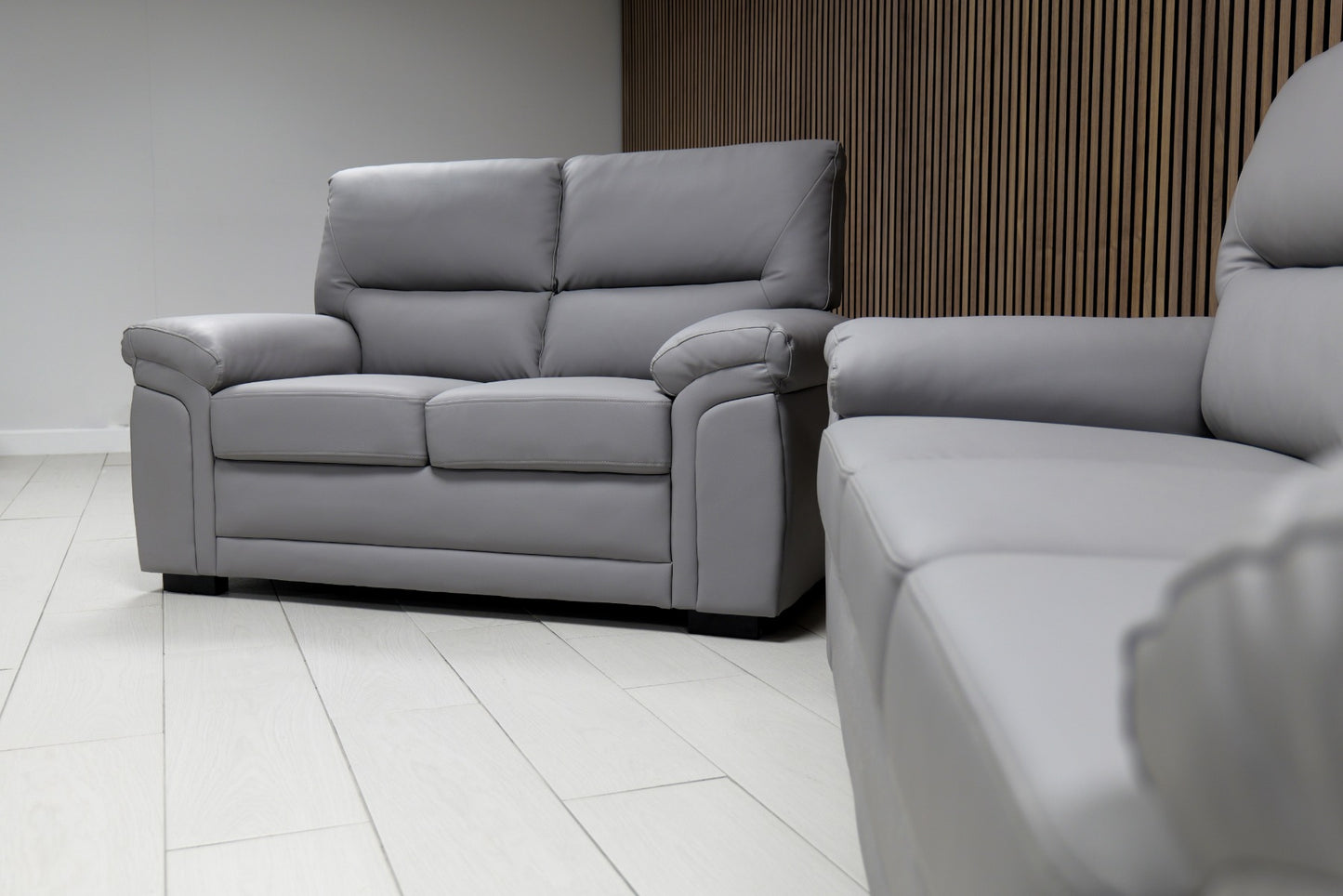 3+2 light grey leather bromley